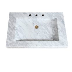 Avanity Carrara White Marble 33×22 Stone Integrated Sink Top