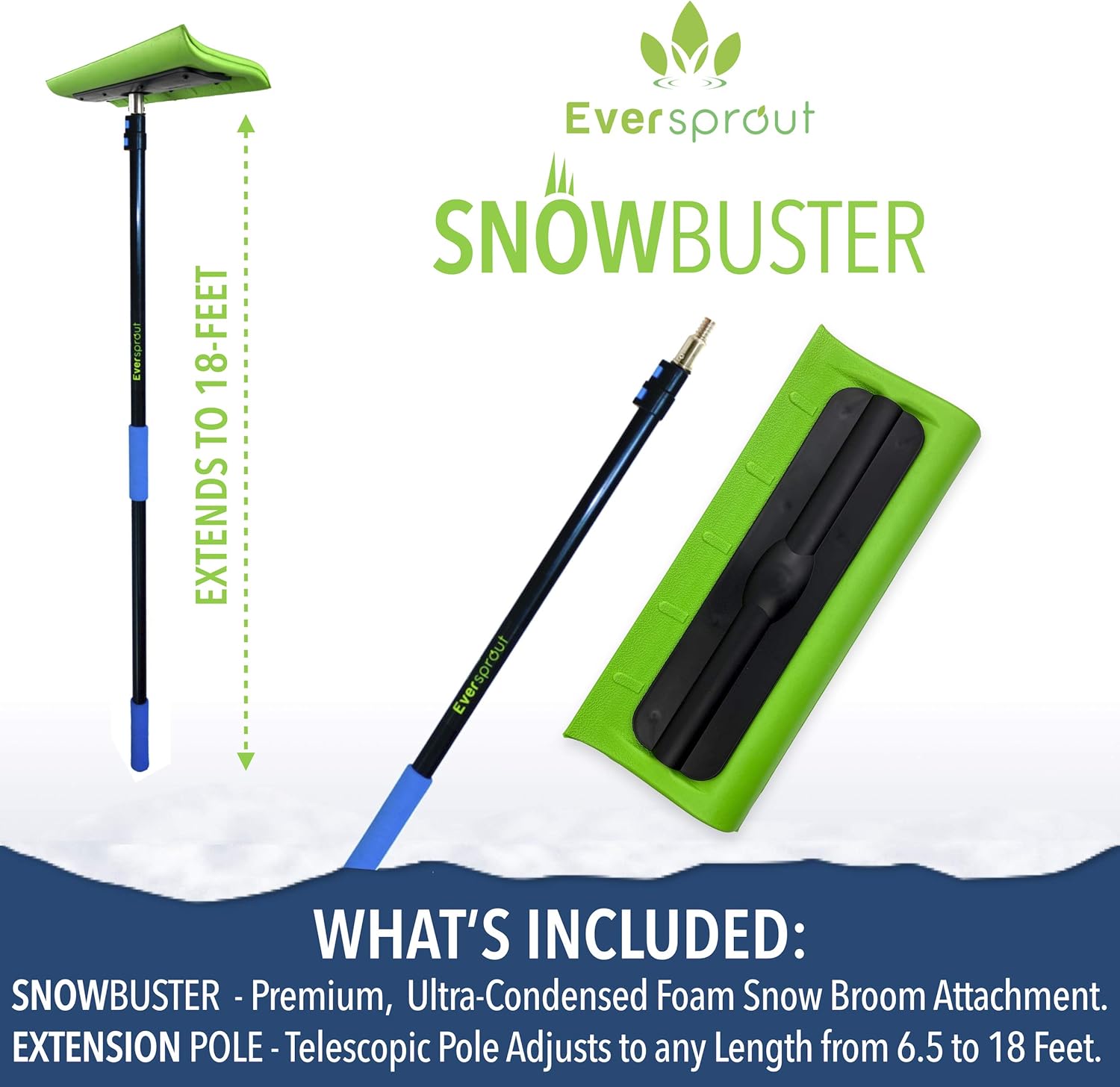 EVERSPROUT Never-Scratch SnowBuster 7-to-24 Foot (Up to 30 Ft Standing Reach) | Pre-Assembled Extendable Roof Rake for Snow Removal | Heavy-Duty Aluminum, Soft Foam Pad | Exclusive Push/Pull Design - Image 11