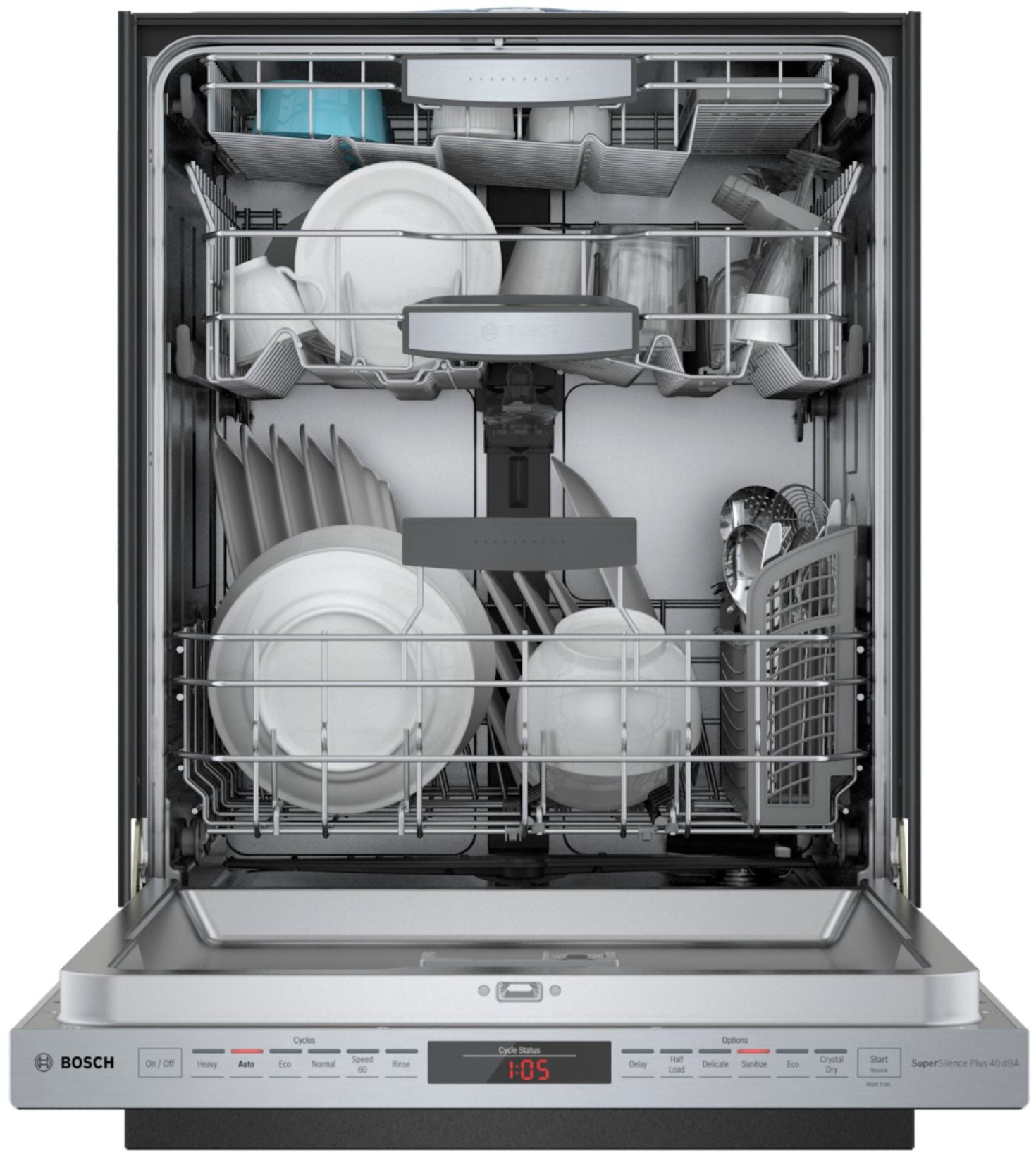 Bosch – 800 Series 24 Top Control Built-In Dishwasher with CrystalDry, Stainless Steel Tub, 3rd Rack, 40 dBa – Stainless steel - Image 7